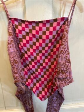 SO Pink and Brown Checker Tank Top